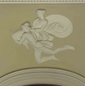 Plaster relief of Mercury carrying Pandora