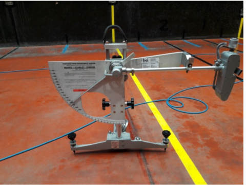 A pendulum slip tester on the court floor